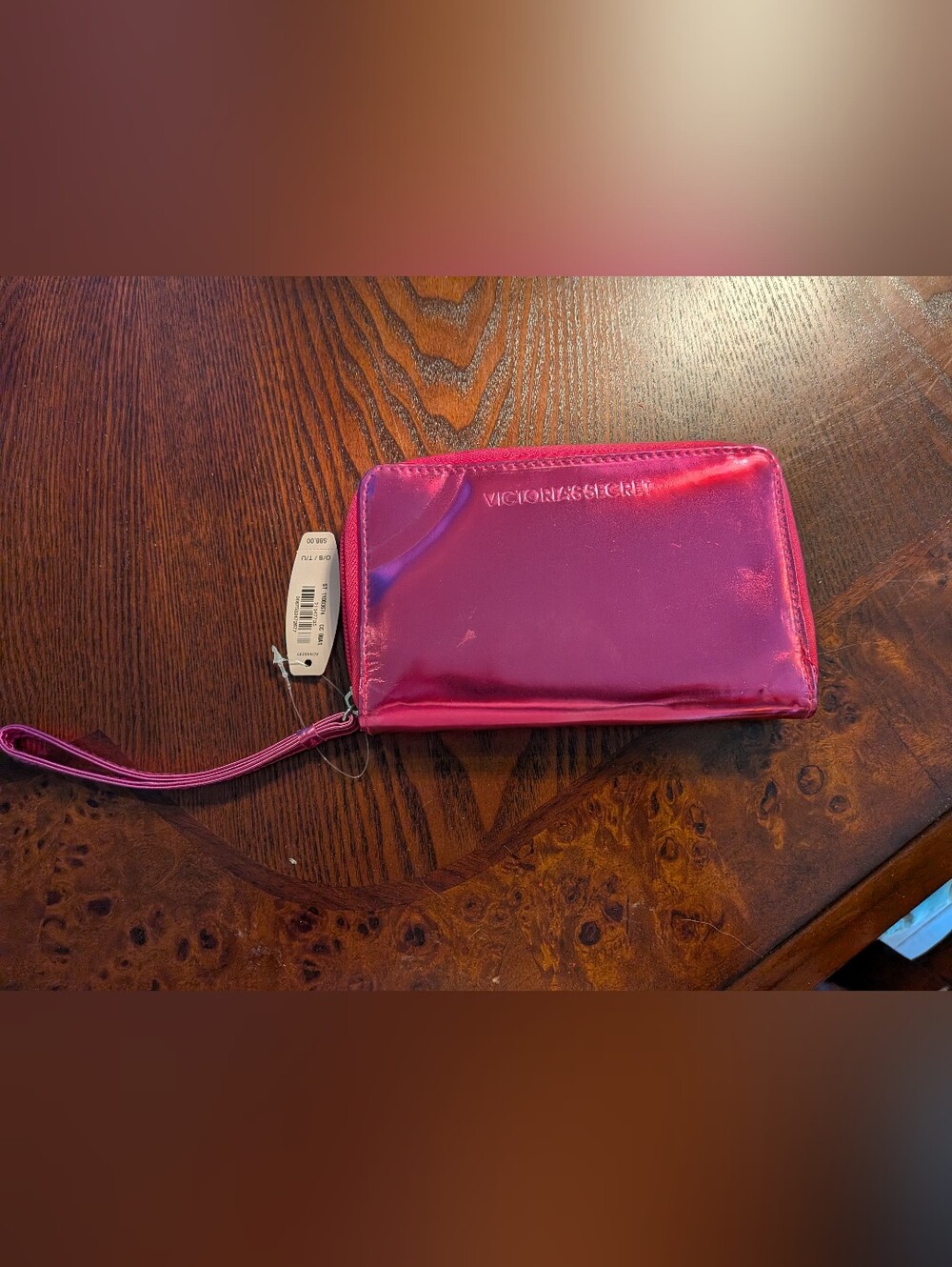 Victoria's Secret Metallic Hot Pink Wristlet With Phone Storage